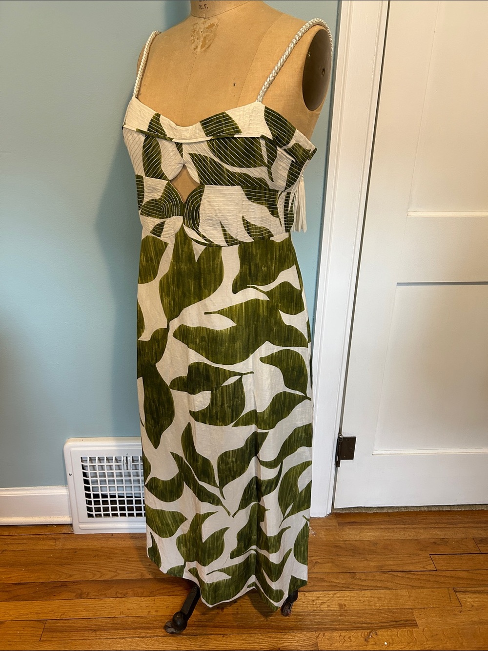 Antonio Melani Women's Olive Green Leaf-Print Slip Dress